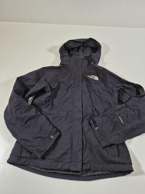 The North Face Jacket Womens Small Black HyVent Waterproof Hooded Rain Coat FLAW